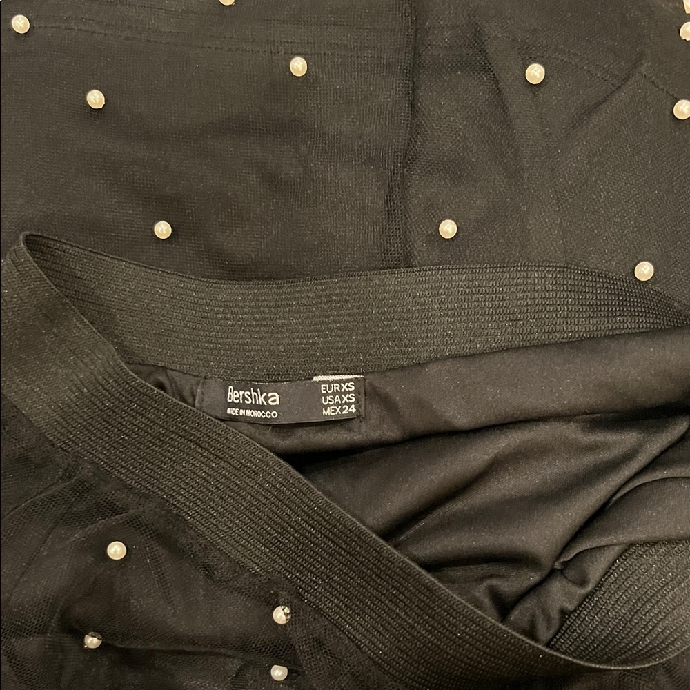 Sheer Black Skirt with Pearl Accents - Picture 5 of 5